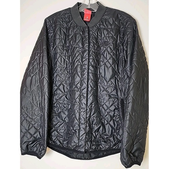 Nike Insulated Primaloft Jacket Men's Large Black Quilted Snap Front Minimalist